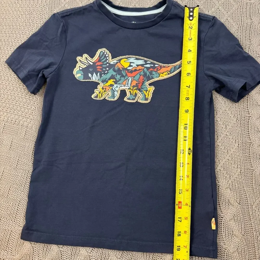 C & C California Kids Collection Blue Short Sleeve Tee with Dinosaur Graphic 7/8